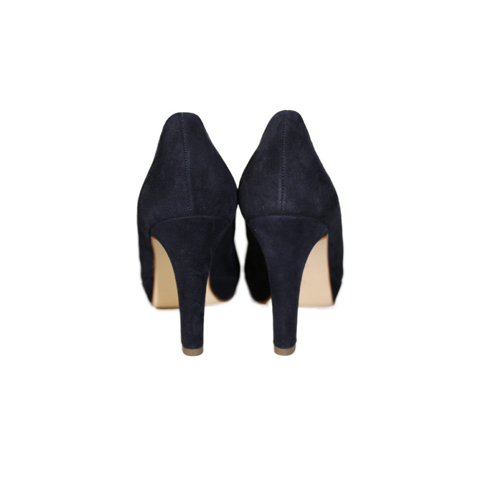 Paul Green : Navy Blue Suede High Heel Court Shoe - jojo Boutique