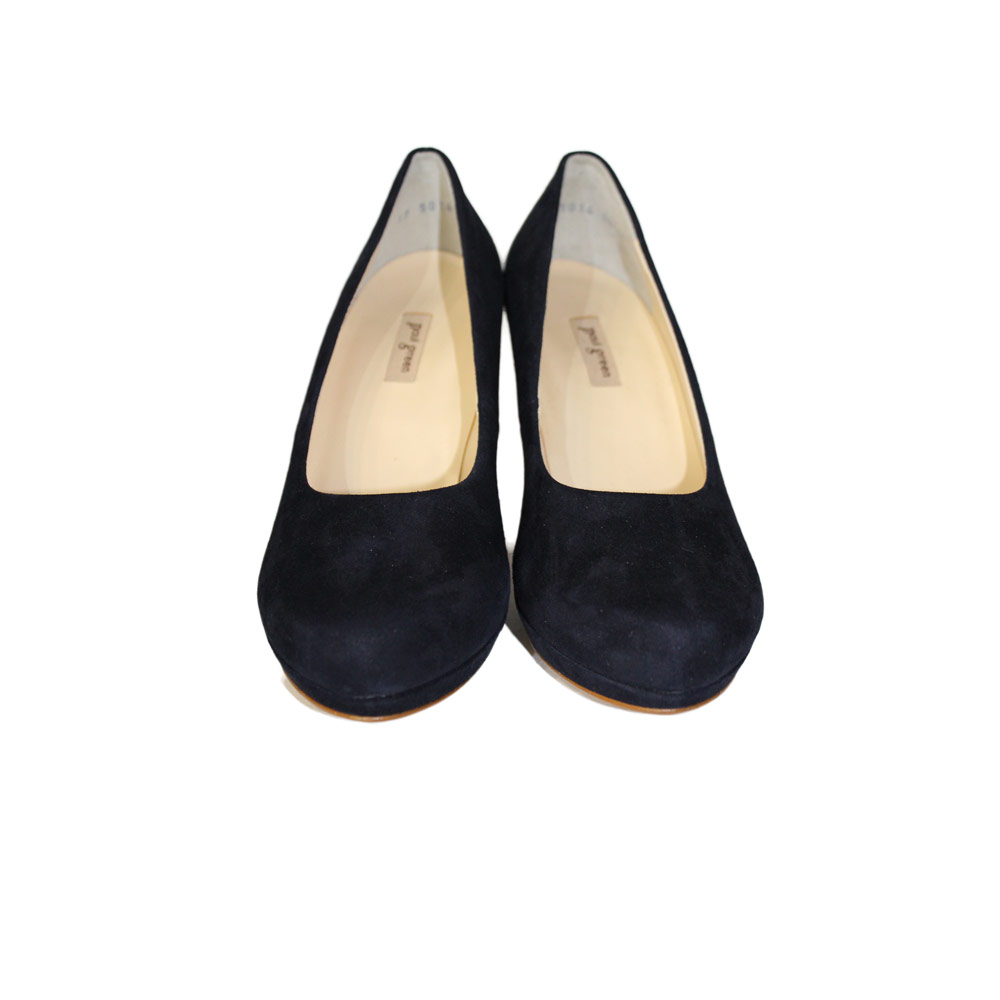 Paul Green : Navy Blue Suede High Heel Court Shoe - jojo Boutique