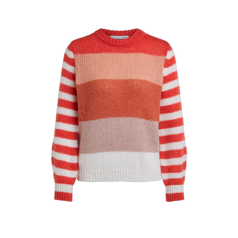 Oui : Pullover orange broad stripe - jojo Boutique knitwear special