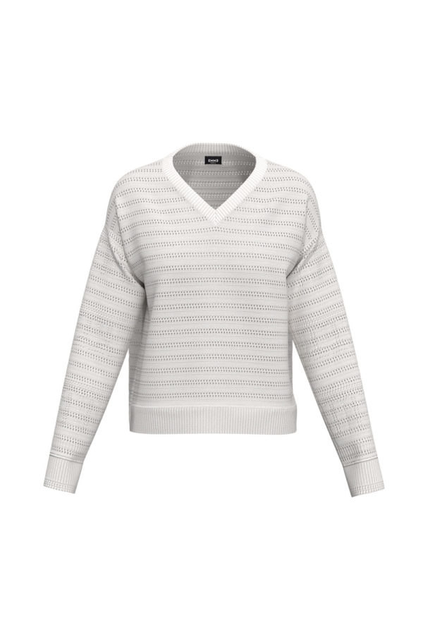 EMME White cotton V neck jumper