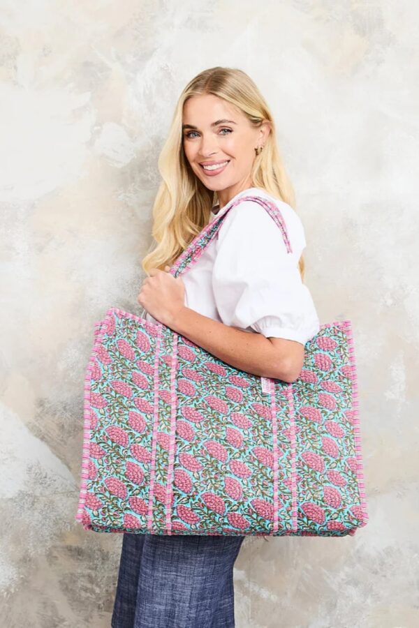 Elie Beaumont serendipity Cotton tote blue peony