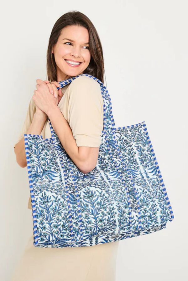 Elie Beaumont serendipity Cotton tote blue reef