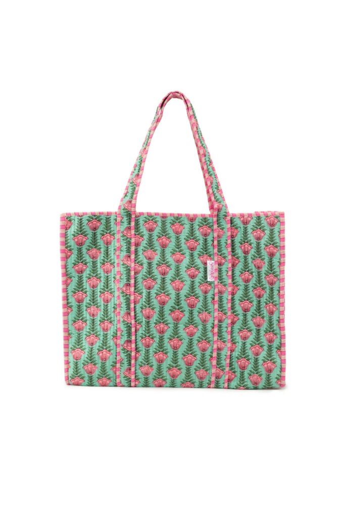 Elie Beaumont serendipity Cotton tote green lotus1