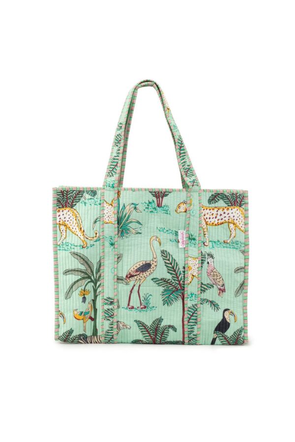 Elie Beaumont serendipity Cotton tote mint jungle1