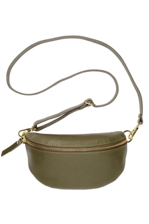 ElieBeaumont olive leather sling bag1
