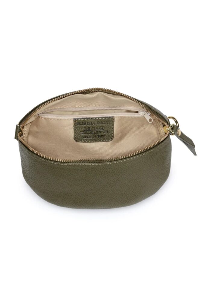 ElieBeaumont olive leather sling bag2