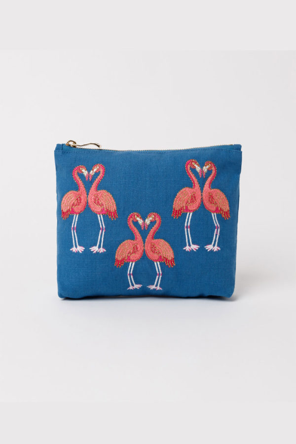 Elizabeth Scarlett Colbolt blue flamingo make up bag
