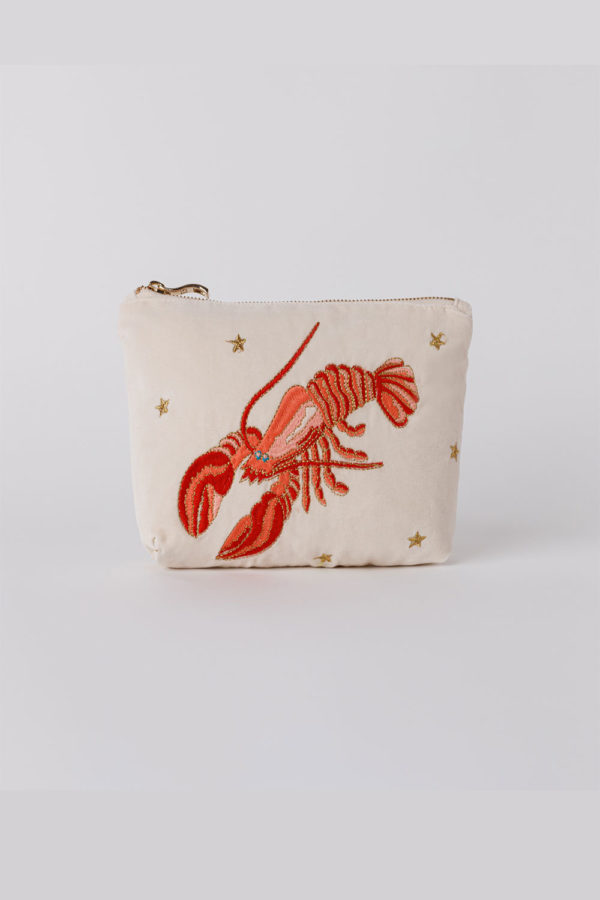 Elizabeth Scarlett Lobster Cream Velvet Coin purse