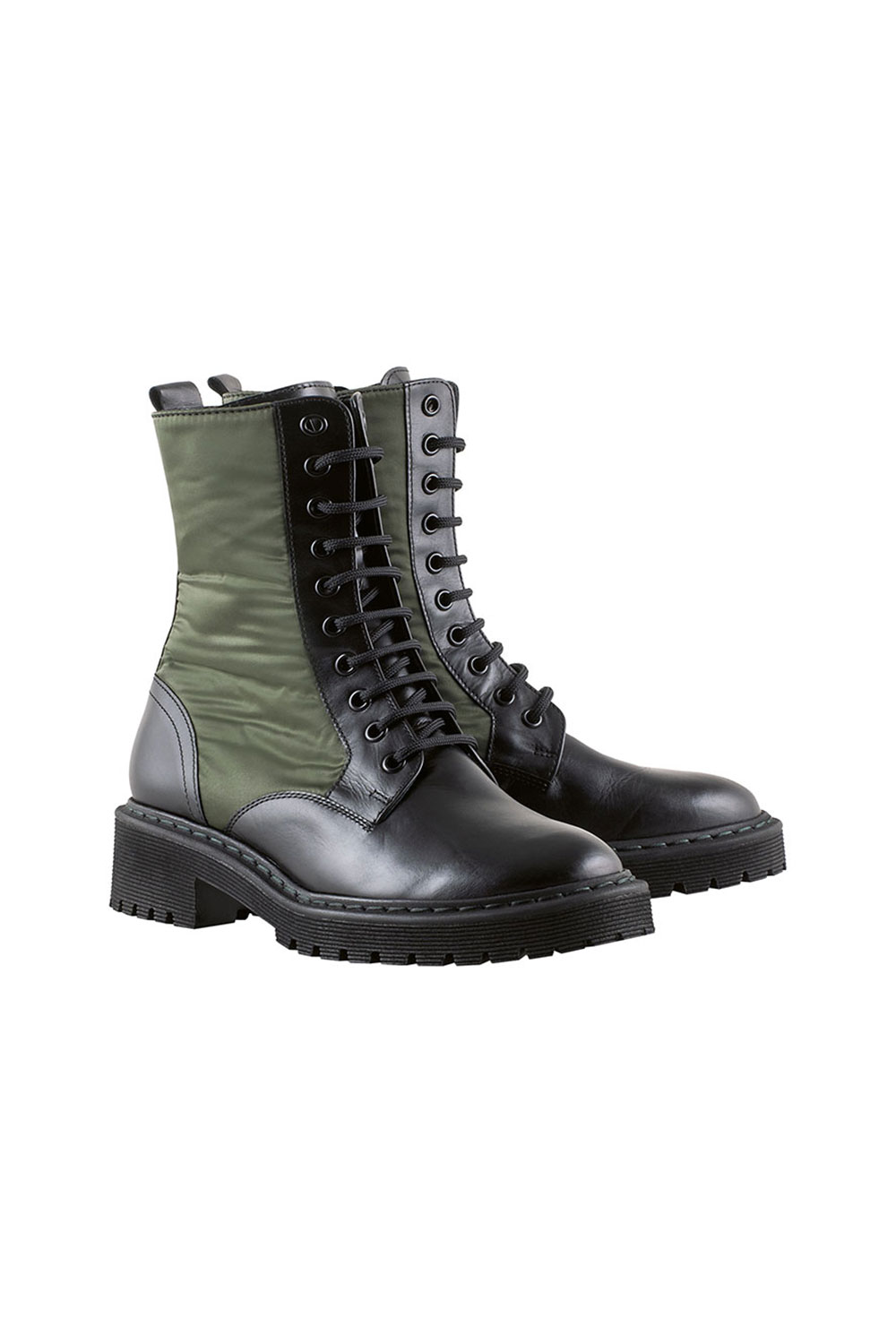 70's biker boots with olive nylon 