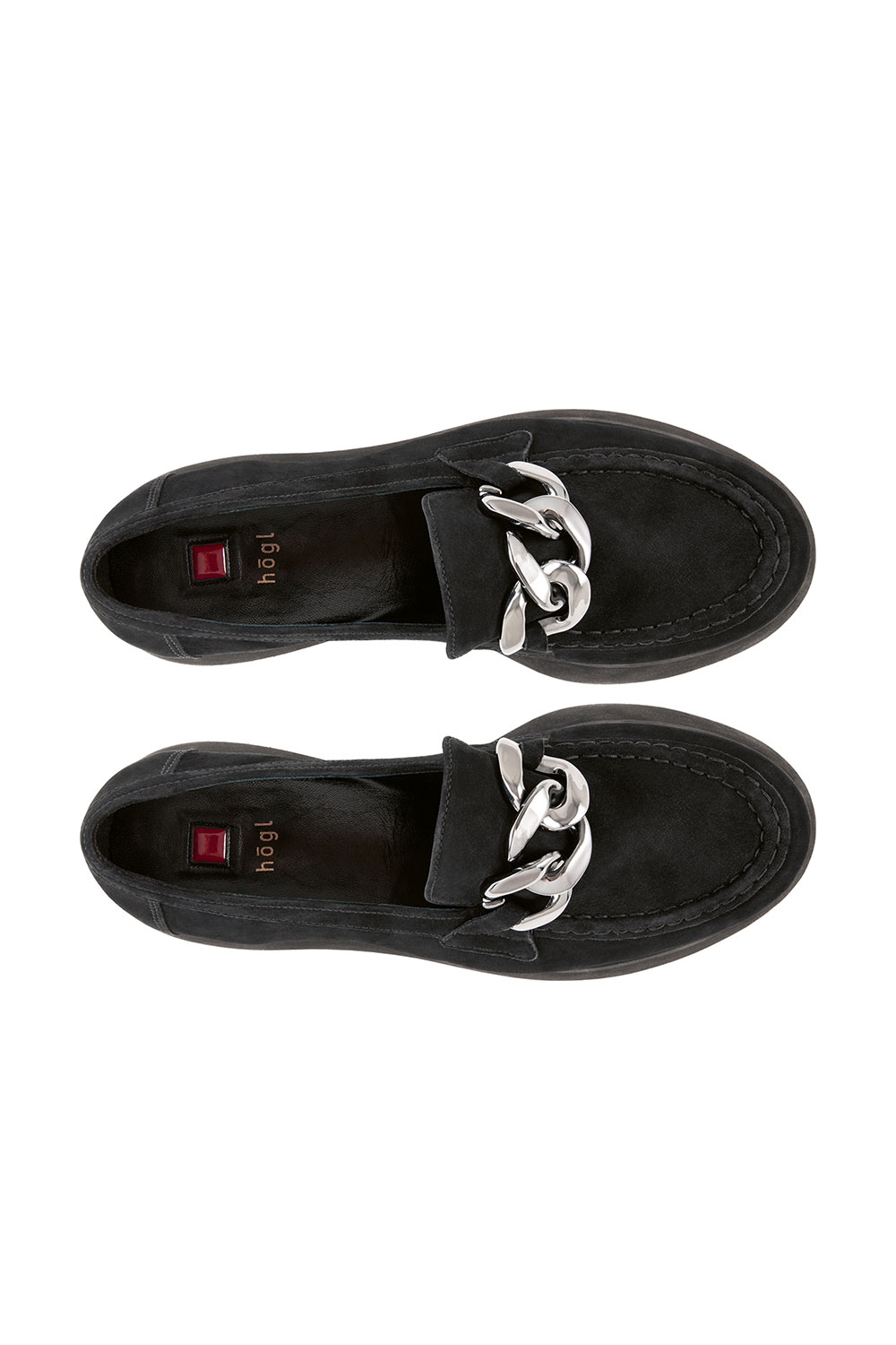 Hogl Chunky black suede loafer with heavy buckle 4 101622
