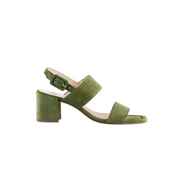 Hogl Suede Moss Green low block heel sandal 1 105542