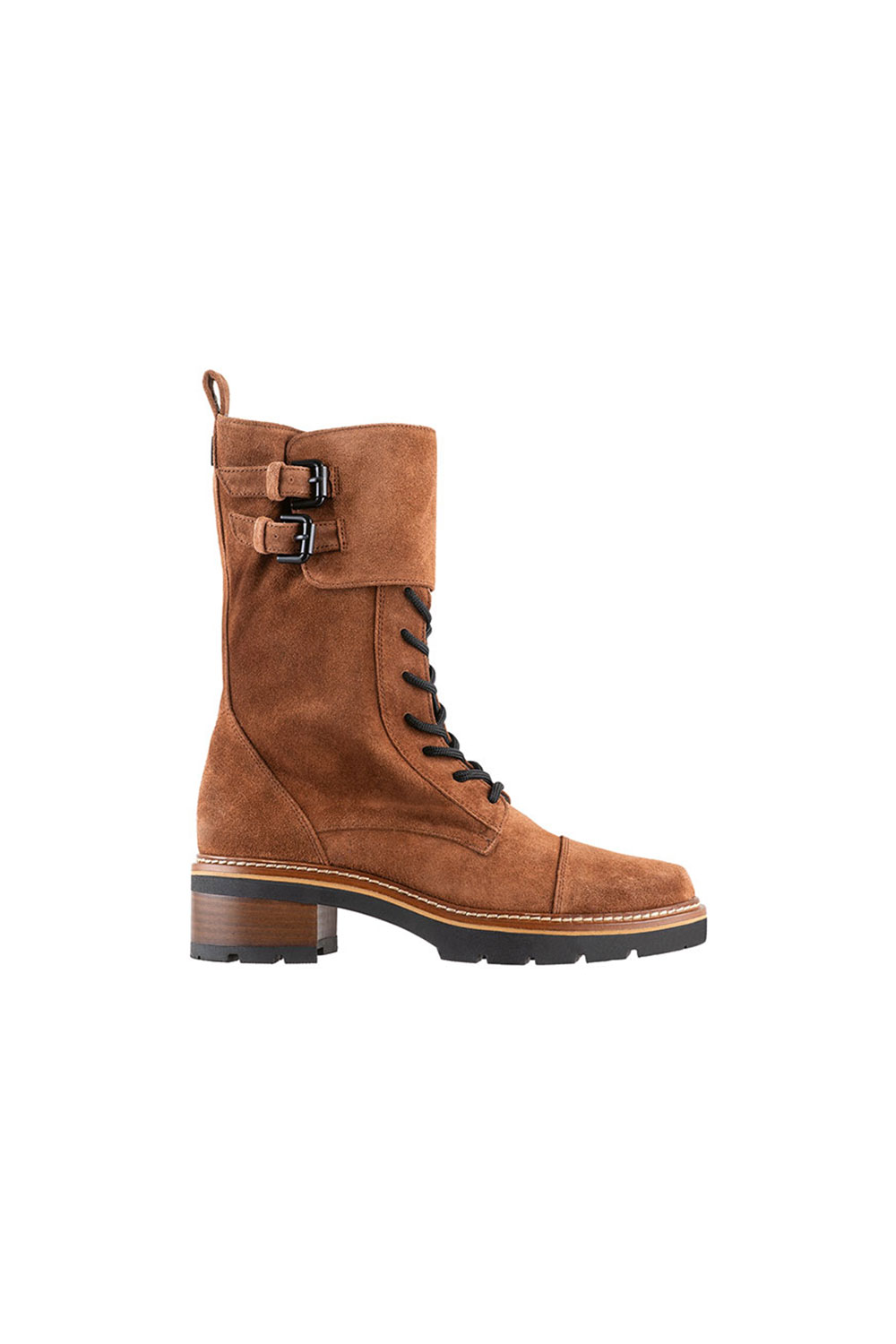 Hogl : Laceup Biker Boot in Terricotta Suede - jojo Boutique