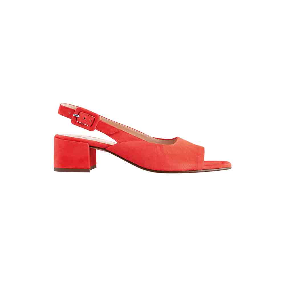 suede low block heel