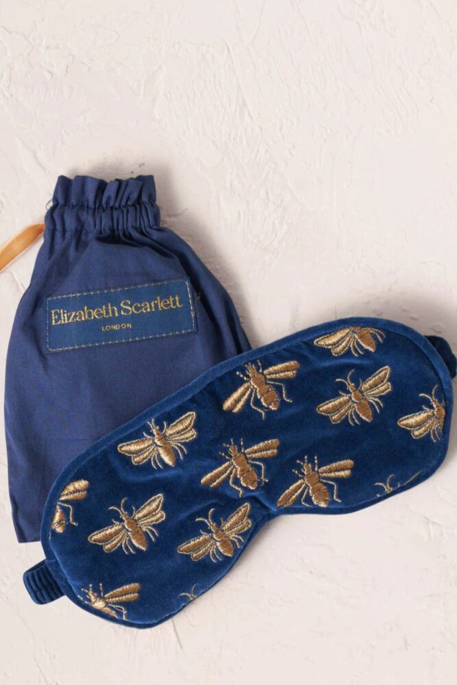 Honey Bee Cobalt Velvet Eye Mask elizabeth scarlett