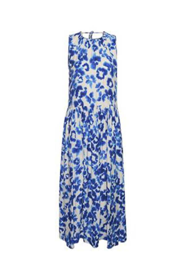 InWear Blue print Maxi Dress with drop waist pockets and cut away back 30107328