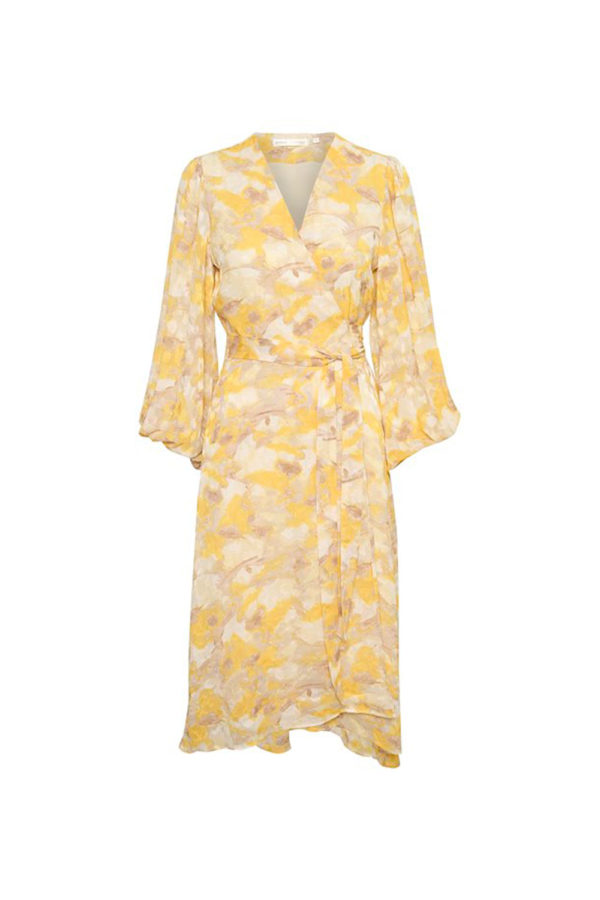InWear Midi Yellow Wrap dress with sleeves Basira 30106532