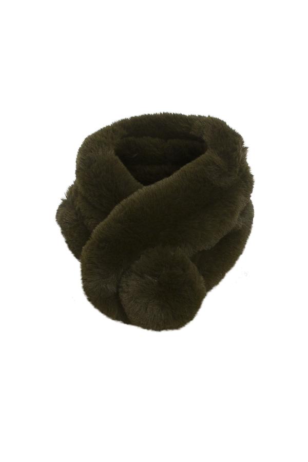 Jayley Faux Fur Collar Kharki FMS8A G07 NSA 600x