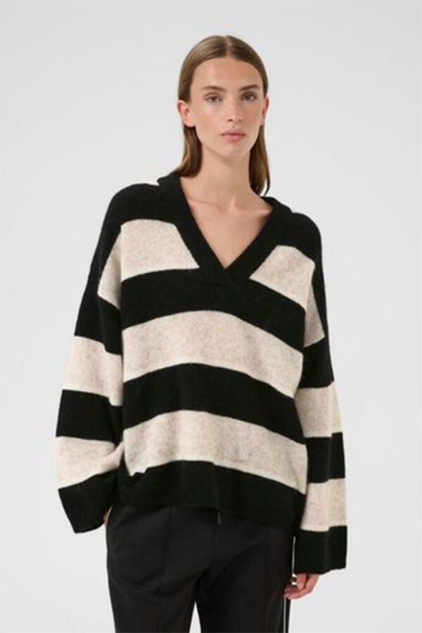 KS zelda V neck stripe sweater