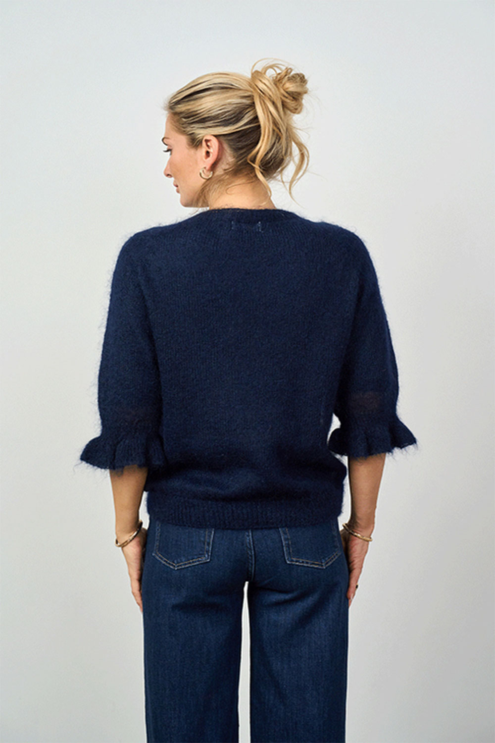 Luella Inverness Navy fine mohair back view of jumper