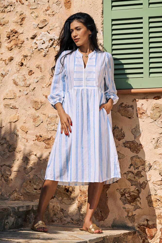 Luella St tropez white blue dress