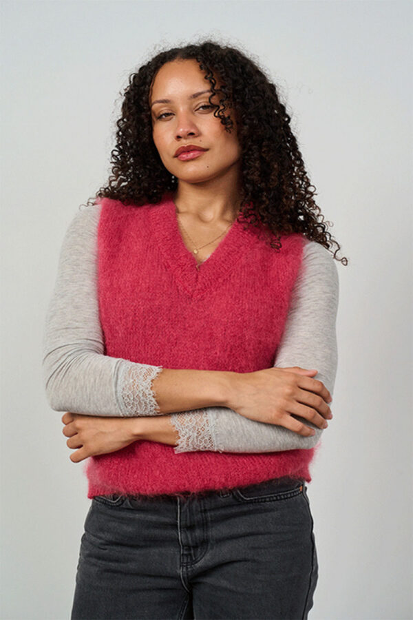 Luella V neck Mohair tank in pink
