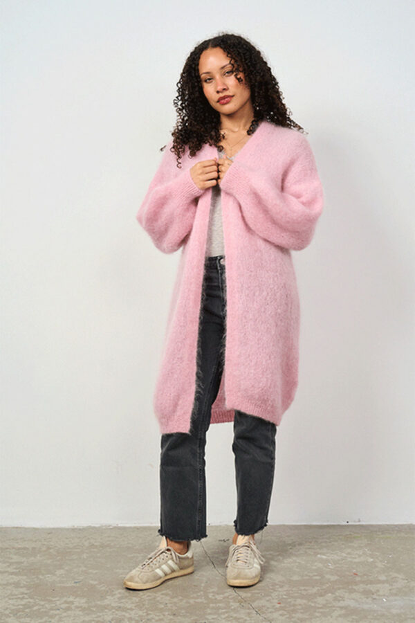 Luella long pink mohair cardigan
