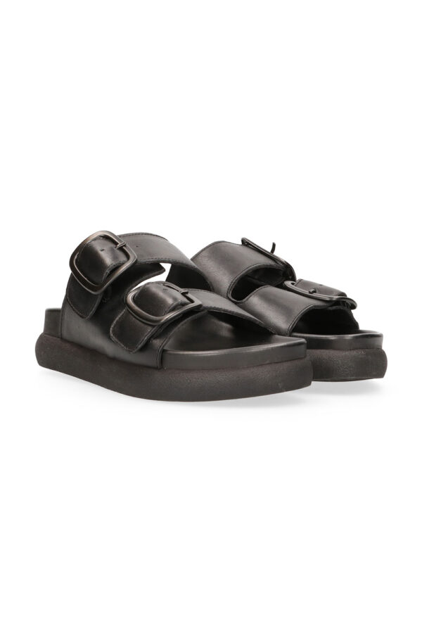 Maruti pair black leather Edin chunky sliders