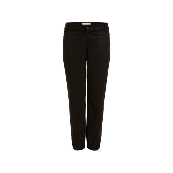 OUI Black High Waist Pants with Ankle cuff 74049