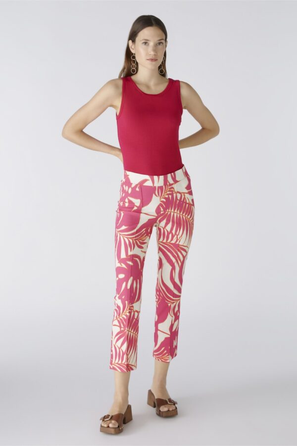 Oui 0087578 pink white trouser