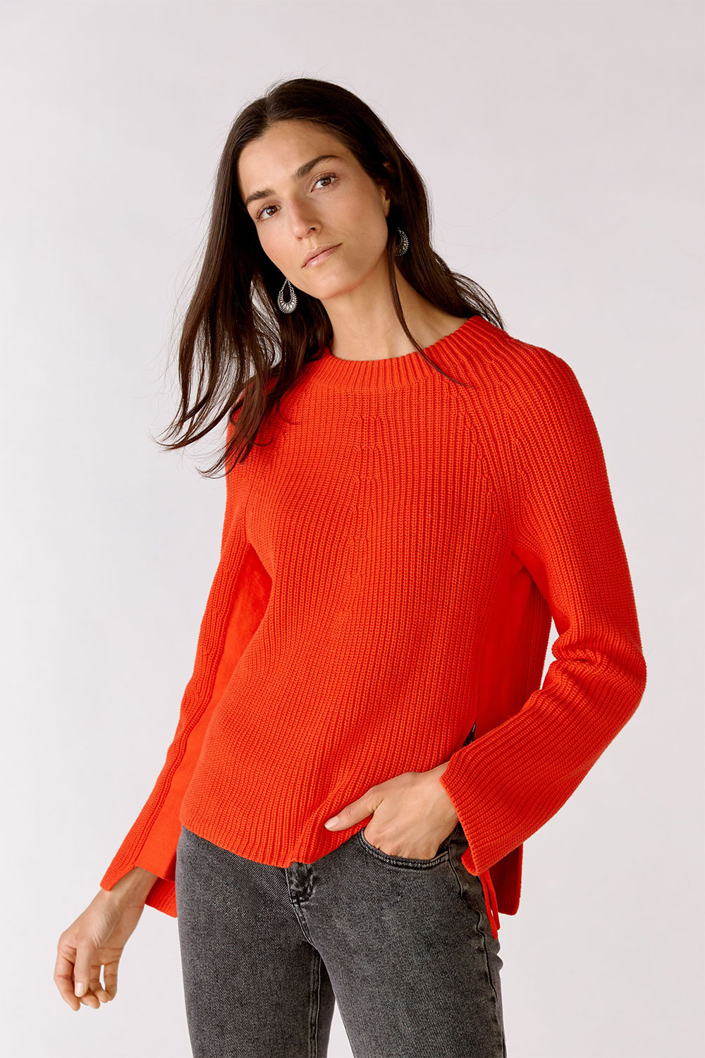 Oui : Cotton Sweater with Side Zip 