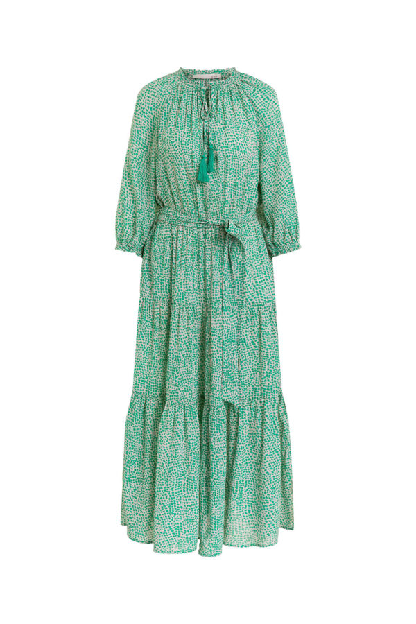 Oui Green print maxi dress 76304