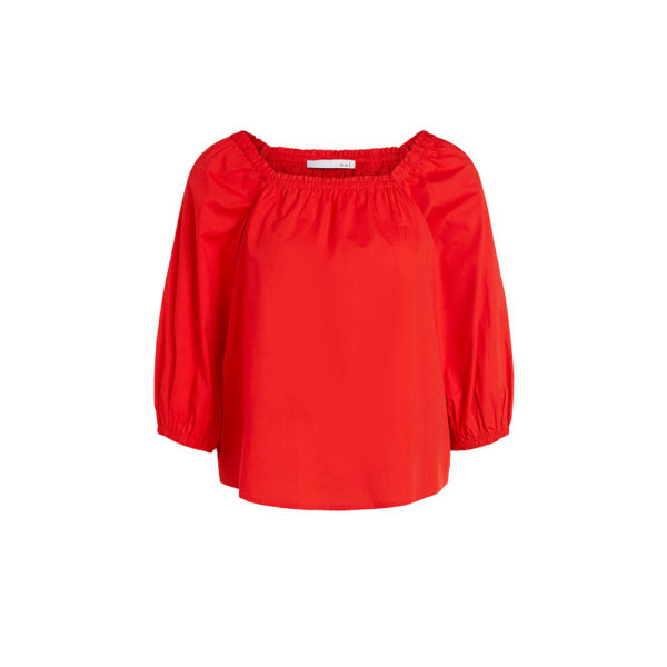 Oui Orange red cotton blouse 72903
