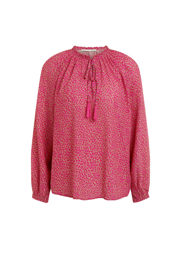 Oui Pink Tunic blouse with long sleeve 76306
