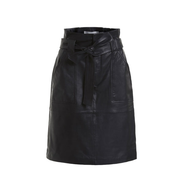 Oui-black-leather-skirt-69979