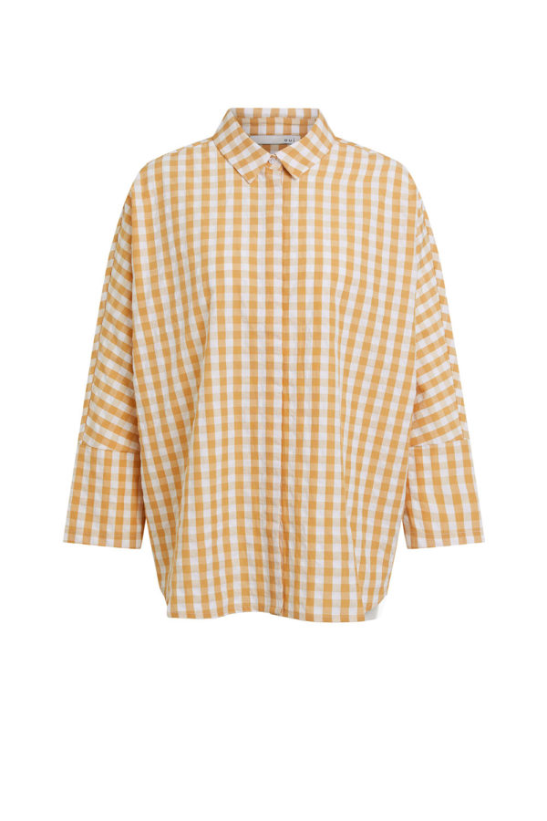 Oui yellow check oversized shirt 75827