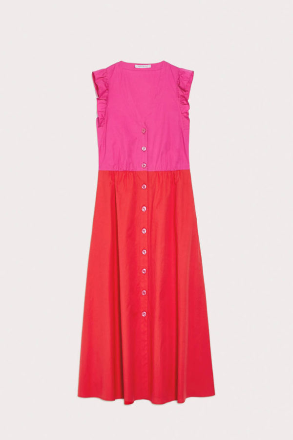 PENNYBLACK Coplin orange and pink cotton midi dress 1