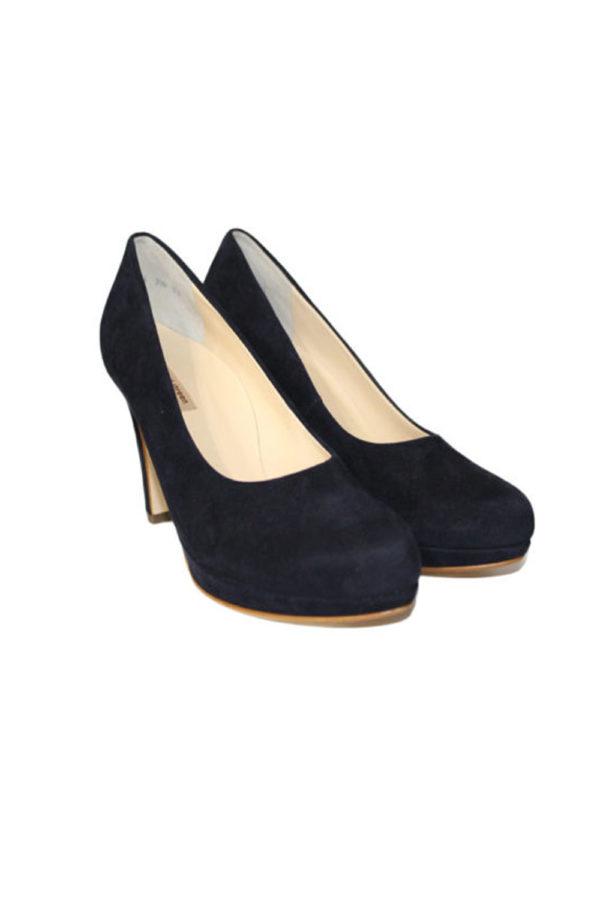 PaulGreen Dark Navy Suede Platform Heeled Court Shoes