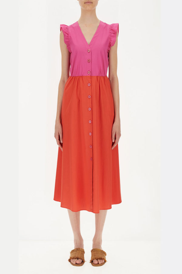 Pennyblack Pink and orange button through shirt dress 3221022
