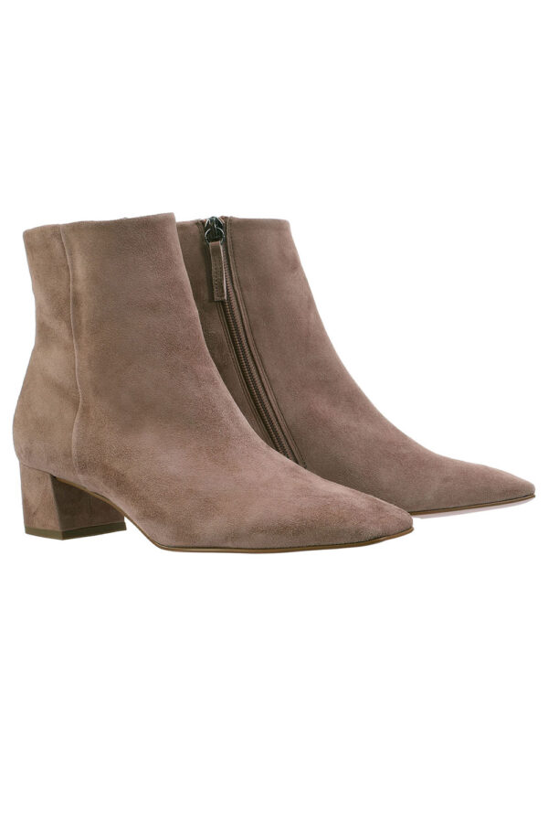 Taupe Suede low heel boot