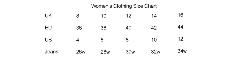 Womens Clothing Size Chart