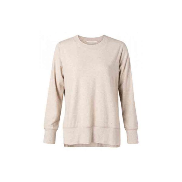 YAYA brushed sweater with slits light beige 1010116 112