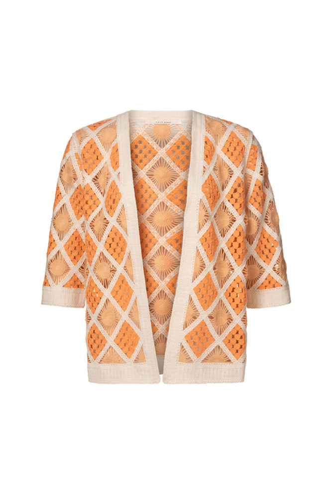 YAYA crochet cardigan cantaloup orange