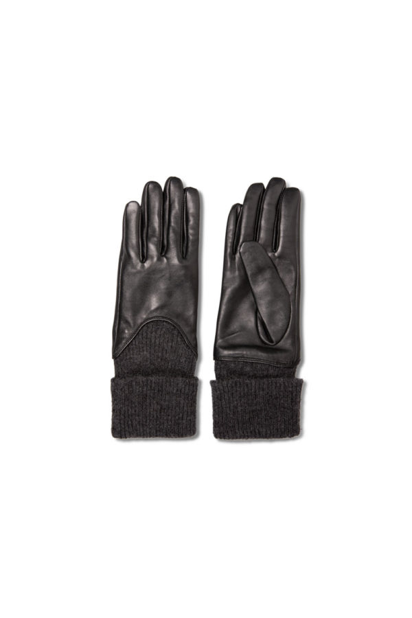 YAYA leather gloves with knitted cuffs 1363010 124