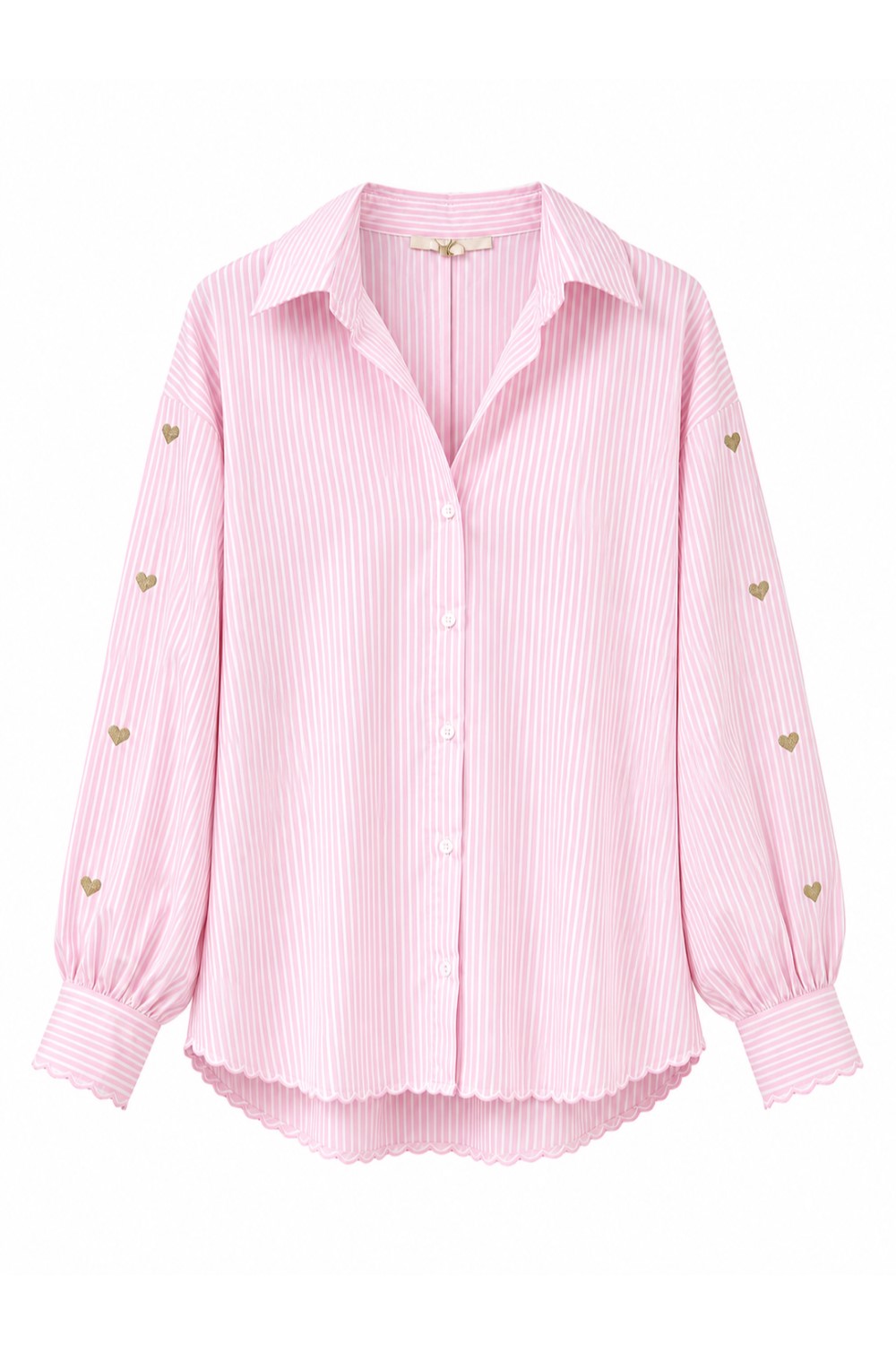 andromede pink stripe shirt heart embroidery
