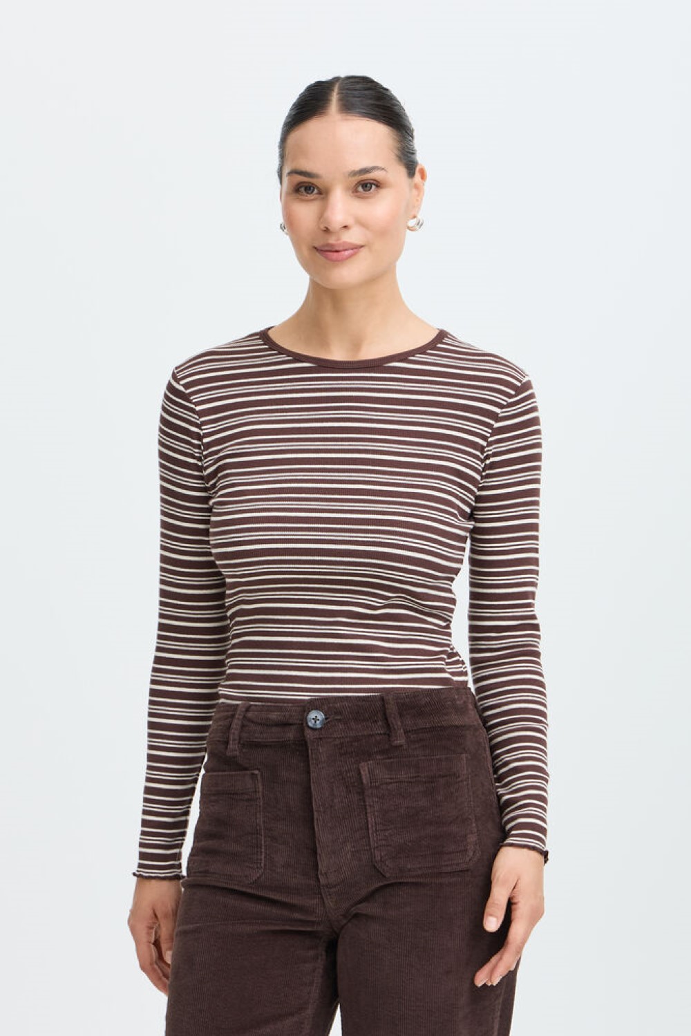 b.young bytone stripe t shirt brown