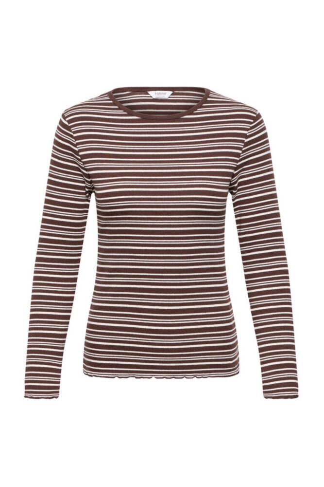 b.young bytone stripe t shirt brown1