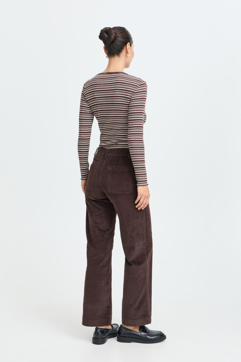 b.young bytone stripe t shirt brown2