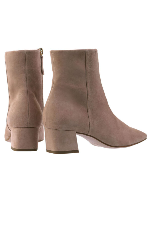 back of taupe suede boot
