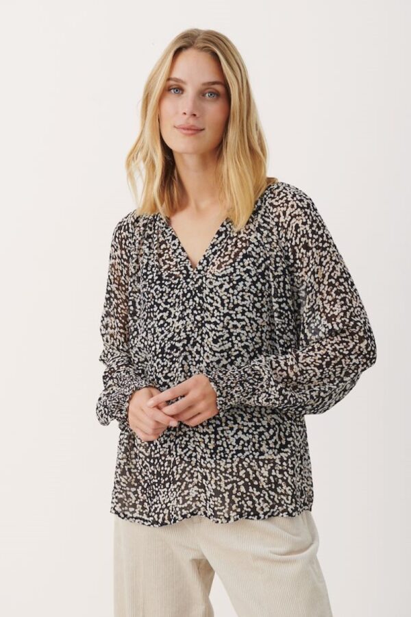 black dot print kettapw blouse with long sleeve(main)