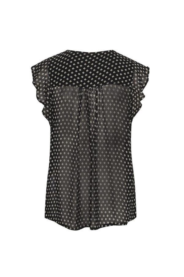 black mini block print prillepw blouse with short sleevegallery1